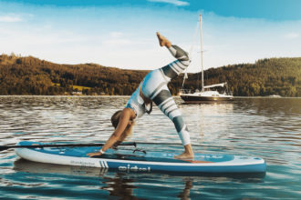 Yoga class on a SUP